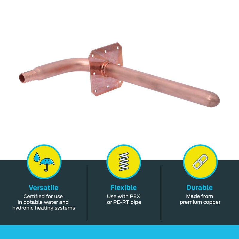 SharkBite 1/2 Inch Crimp Copper Stub Out Elbow with 4 Inch x 8 Inch Bracket, Plumbing Fittings, PEX Pipe, PE-RT, 25094A - Image 3